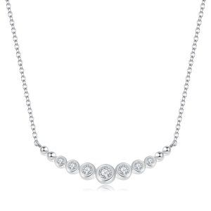 Real Diamond Curved Style Necklace White Gold